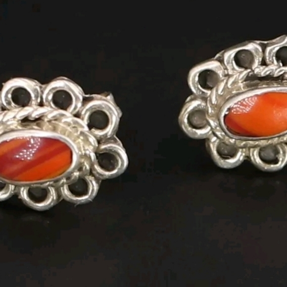 VTG Sterling Silver - SOUTHWESTERN Spiny Oyster Shell Post Stud Earrings - 1g - Picture 7 of 7